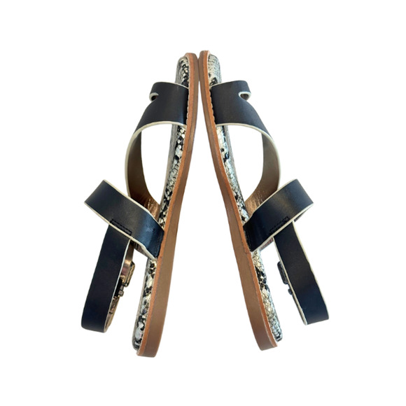 Crown Vintage Sandals Aaliya Black Zion Leather Wedge Strappy Women's 8/38.5 - Picture 7 of 10